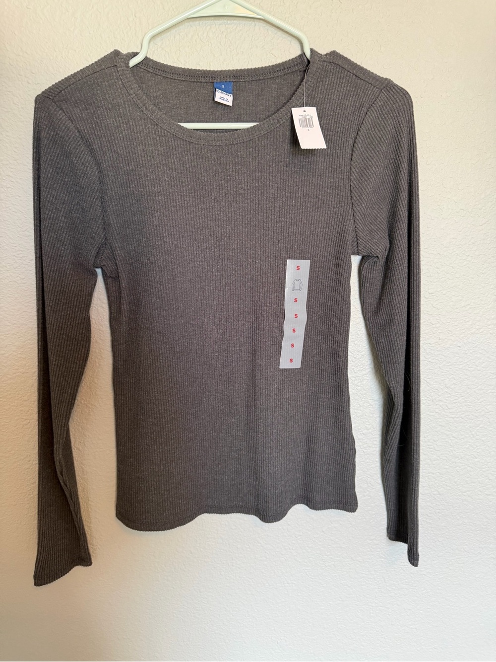 Old Navy Ribbed Long-Sleeve Top - Charcoal Gray
